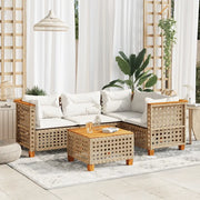 Set Divano da Giardino 5 pz con Cuscini Beige in Polyrattan 3261808