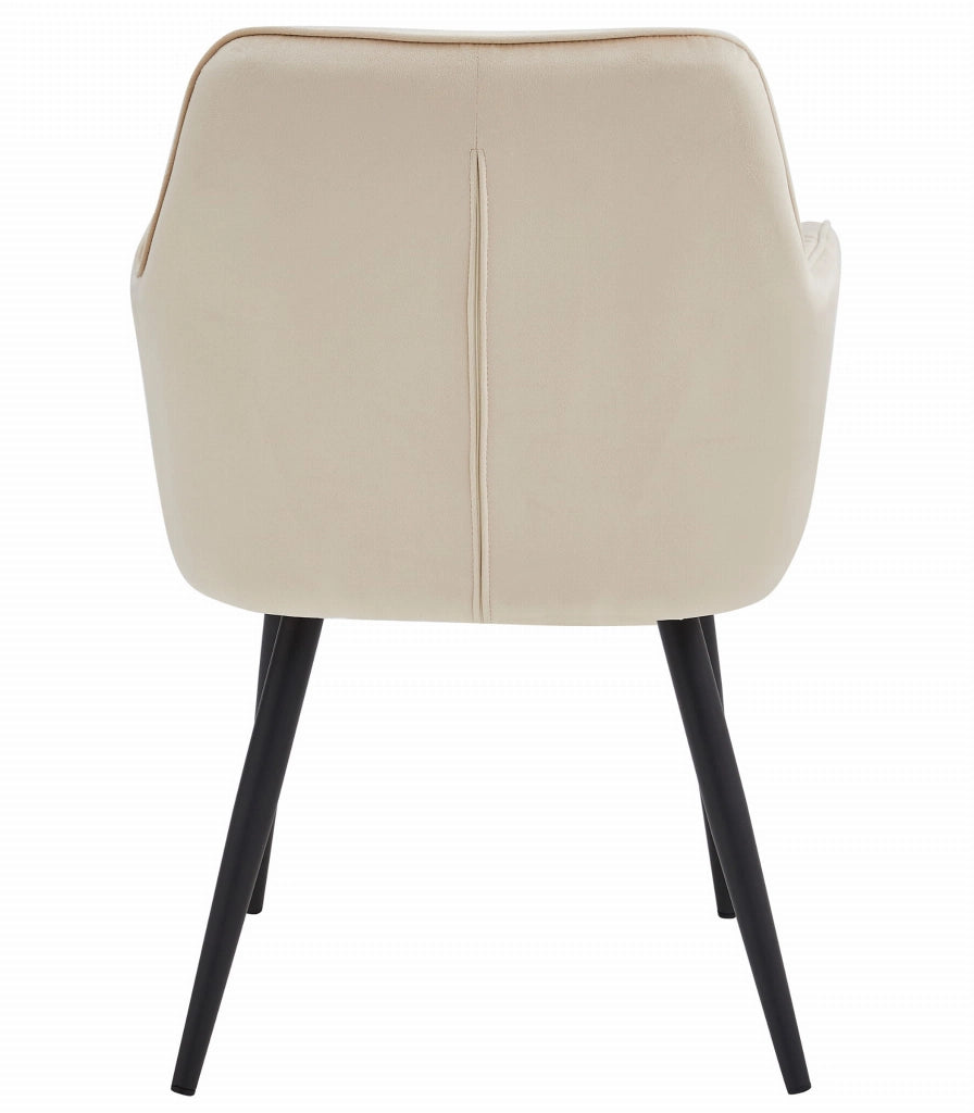 Sedia da pranzo Valora LUKK - Velluto beige con gambe nere x1