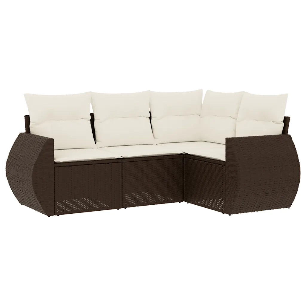 Set Divano da Giardino 4 pz con Cuscini Marrone in Polyrattan 3221312