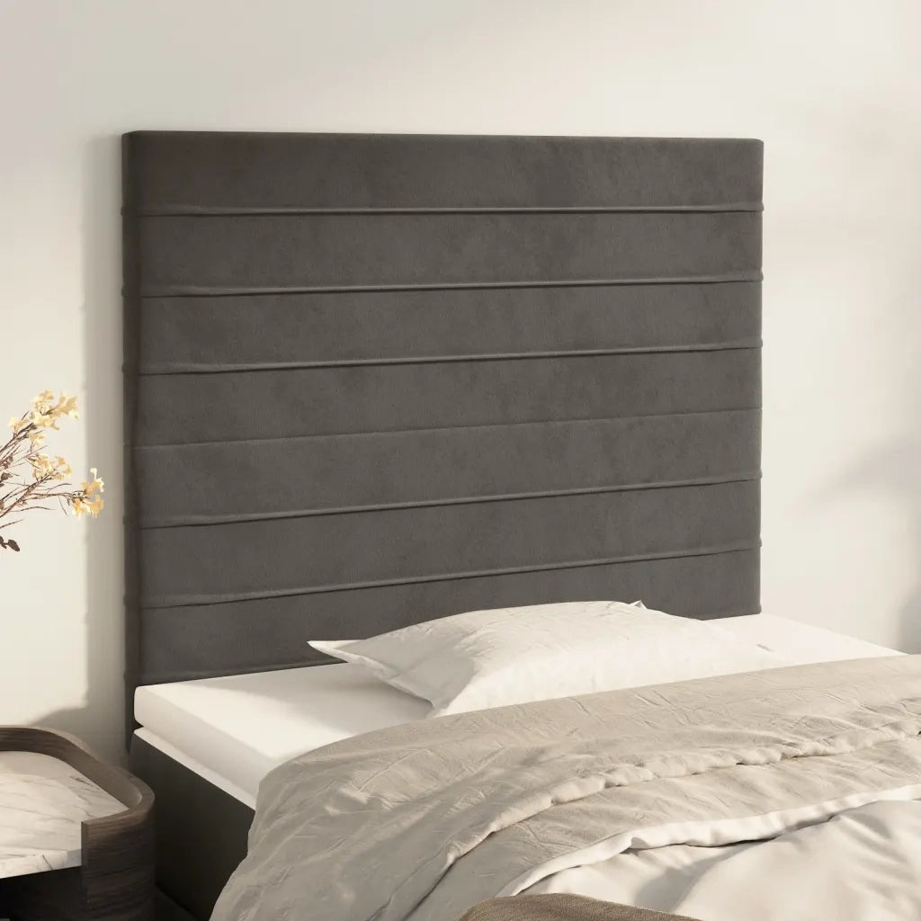 Testiera | Testata Grigio Scuro 90x5x118/128 cm Velluto