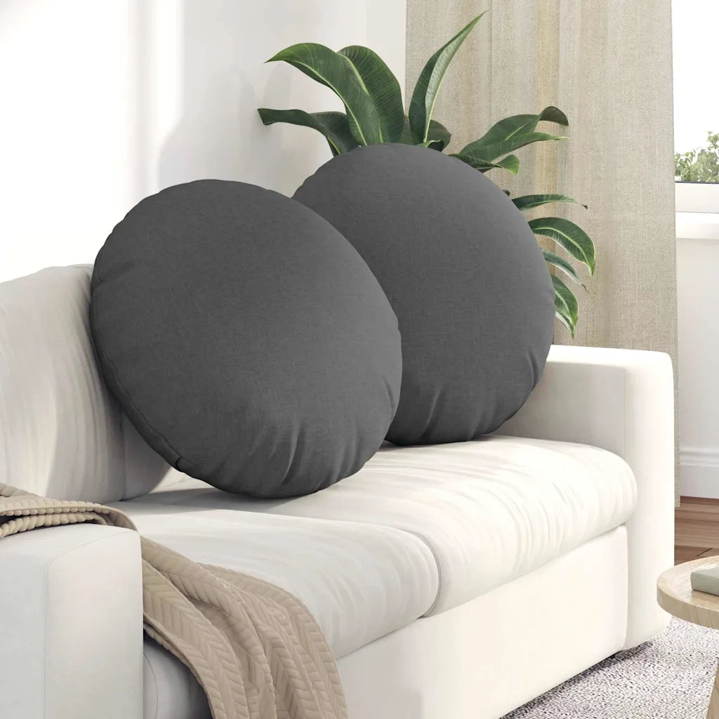 Cuscini per Seduta 2 pcs Grigio scuro Ø60 x 21 cm Tessuto 42014195