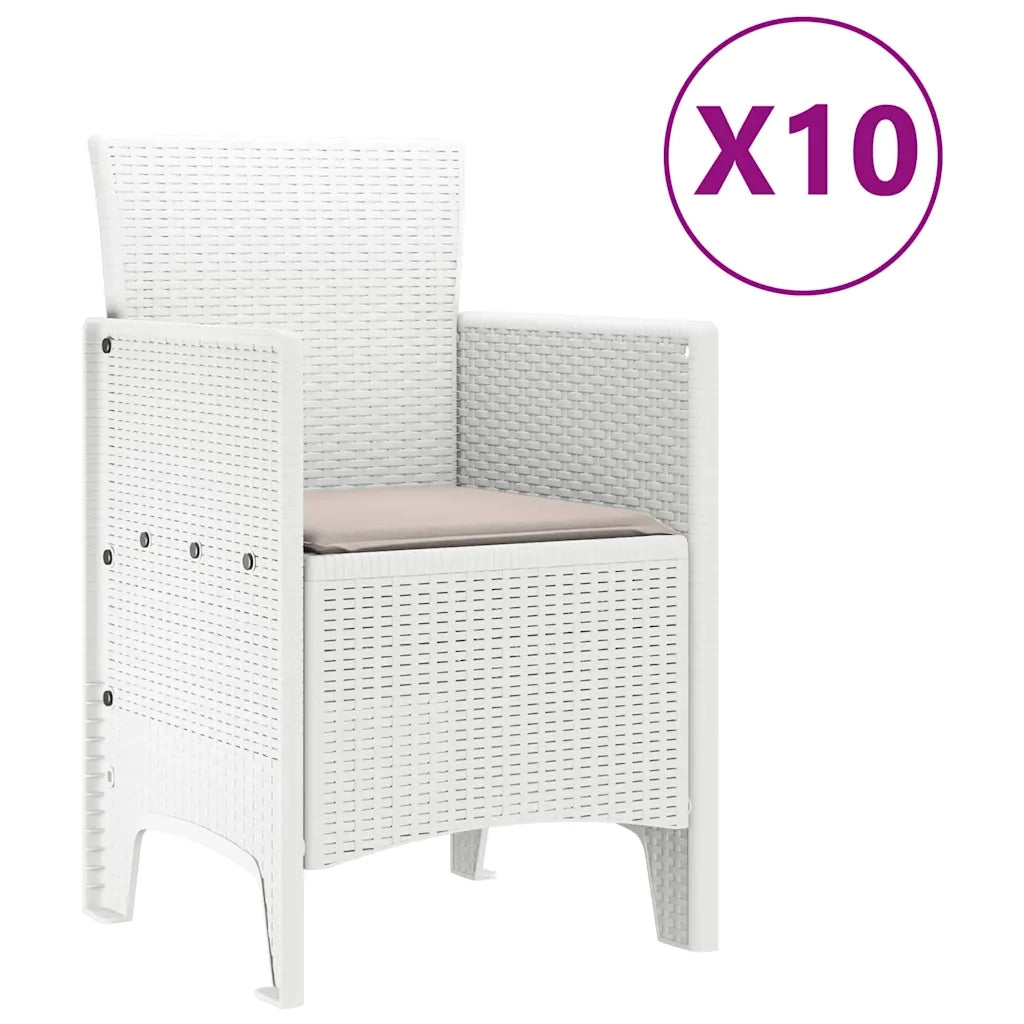 Set da Pranzo per Giardino con cuscino 11 pcs Bianco e Taupe