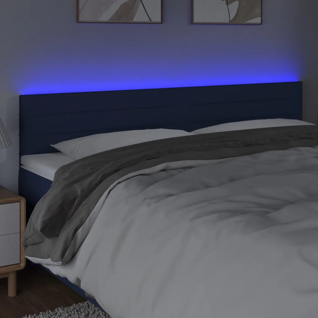 Testiera | Testata a LED Blu 200x5x78/88 cm in Tessuto