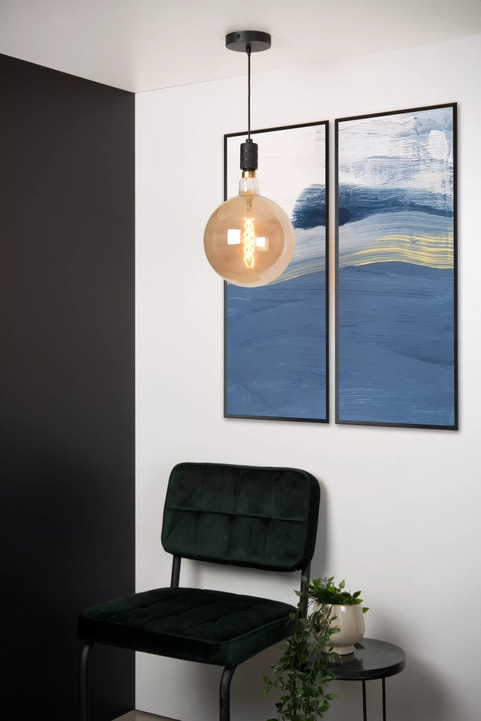 Lampada a sospensione moderna nera Jova E27 60W Lucide