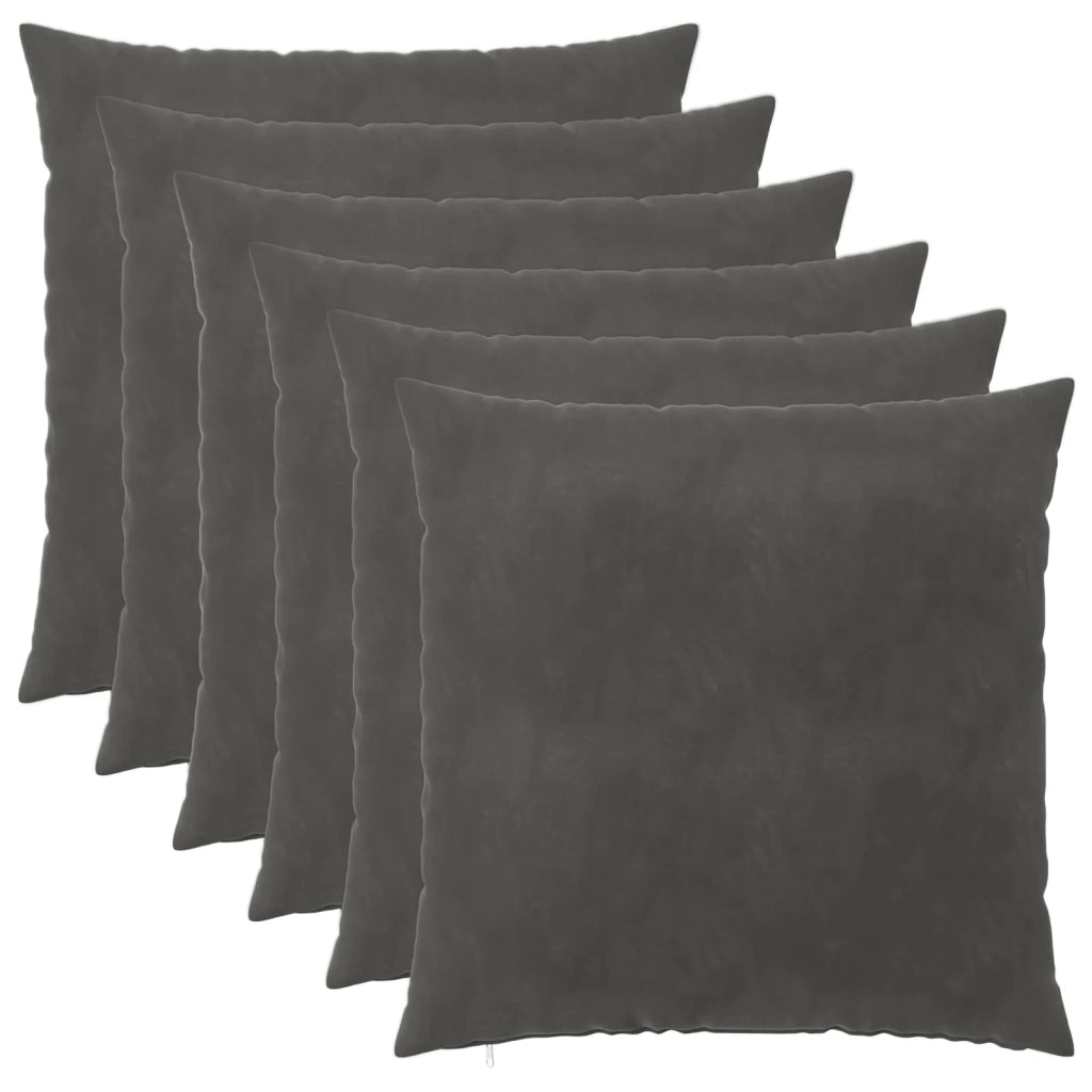 Federa 6 pcs HEERLEN Grigio Scuro 65 x 65 cm Velluto 912878