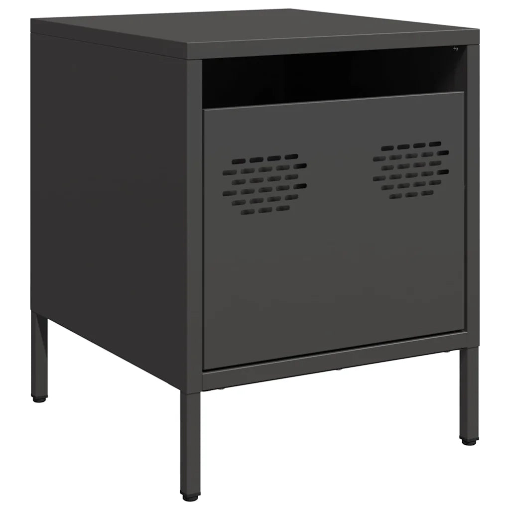 Set di 2 Comodini | Armadio da Notte | Mobiletto da notte Neri 35x39x43,5 cm in Acciaio