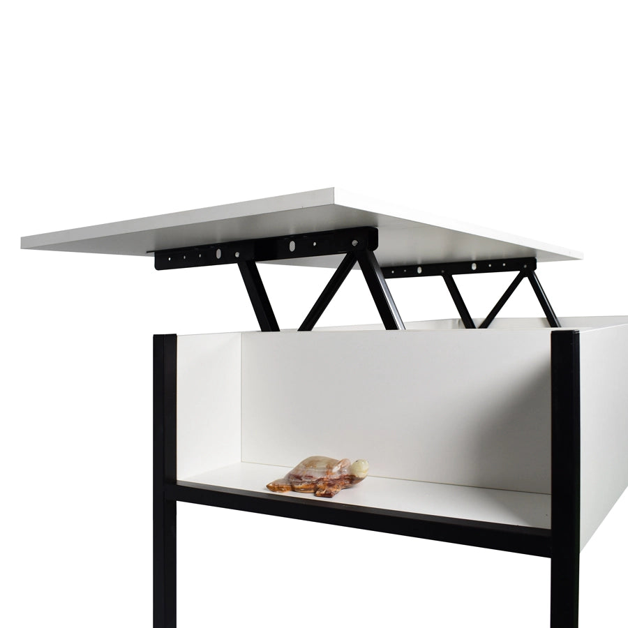 Tavolino da salotto con contenitore in stile industrial tavolino da caffè in acciaio e legno moderno con ripiano sollevabile