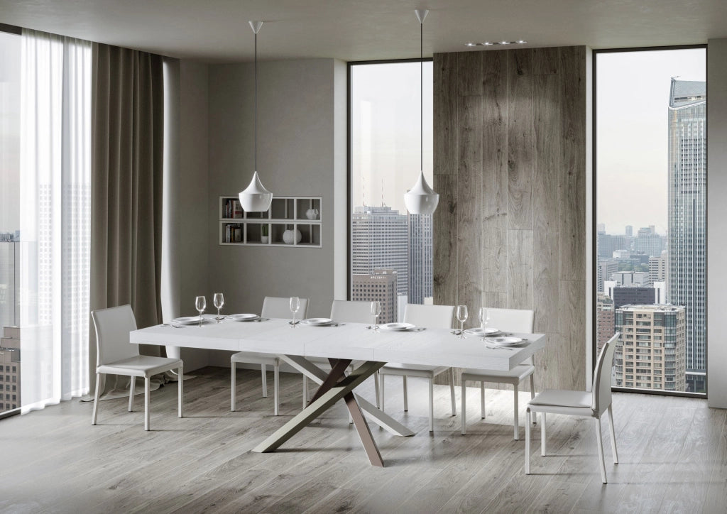 Tavolo Allungabile 200-304x90x77 cm Volantis Premium Bianco Frassino Telaio 4C