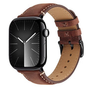 Cinturino in Pelle - Compatibile con Apple Watch 49mm/46mm/45mm/44mm/42mm/41mm/40mm - Cinturino in Pelle Rimpiazzabile - Uomo - Adattabile per Polsiere da 90mm a 180mm