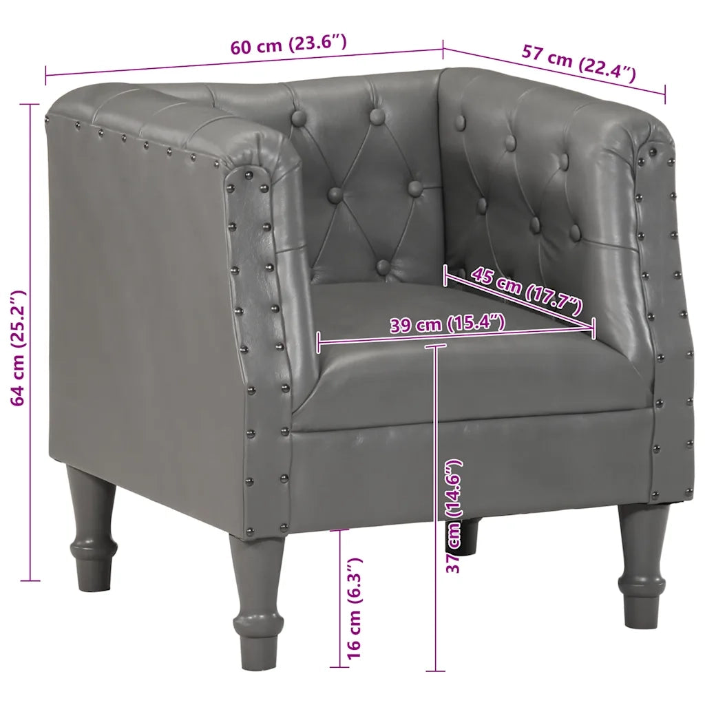 Poltrona Grigia in Vera Pelle 286591