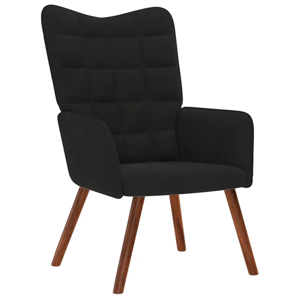 Poltrona Relax con Sgabello in Velluto Nero 4016827