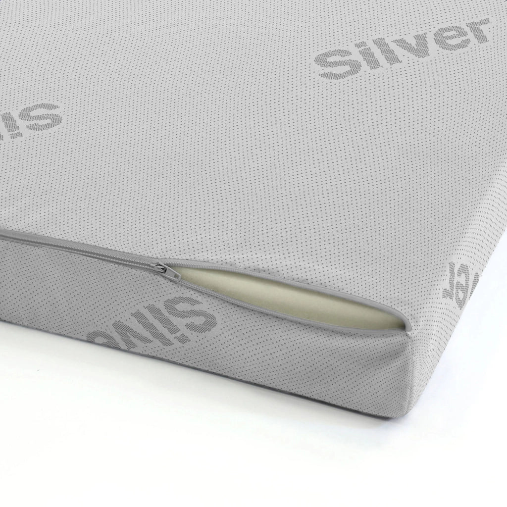 Topper 1 Piazza e Mezza 120x190 cm Memory Sfoderabile Fodera Silver con Elastici in Poliestere e Fibra Bianco