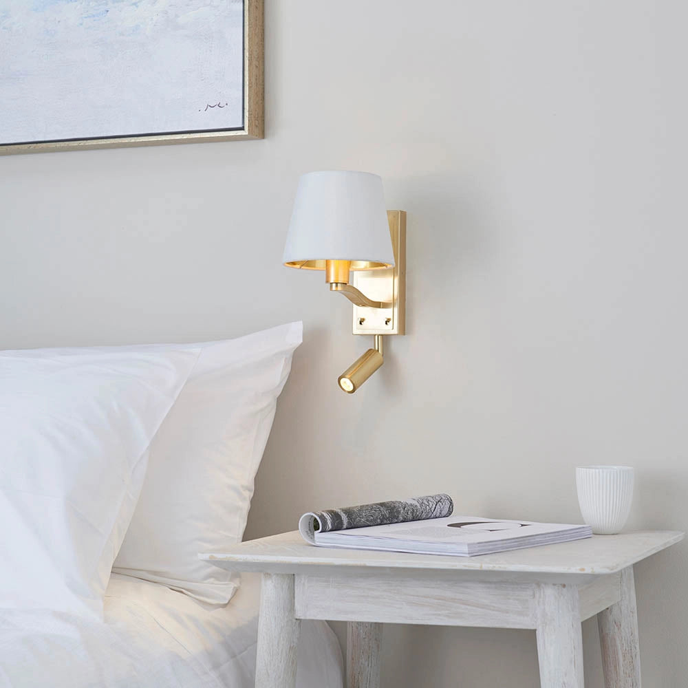 Applique lettura Harvey Endon oro satinato E14+LED 3W