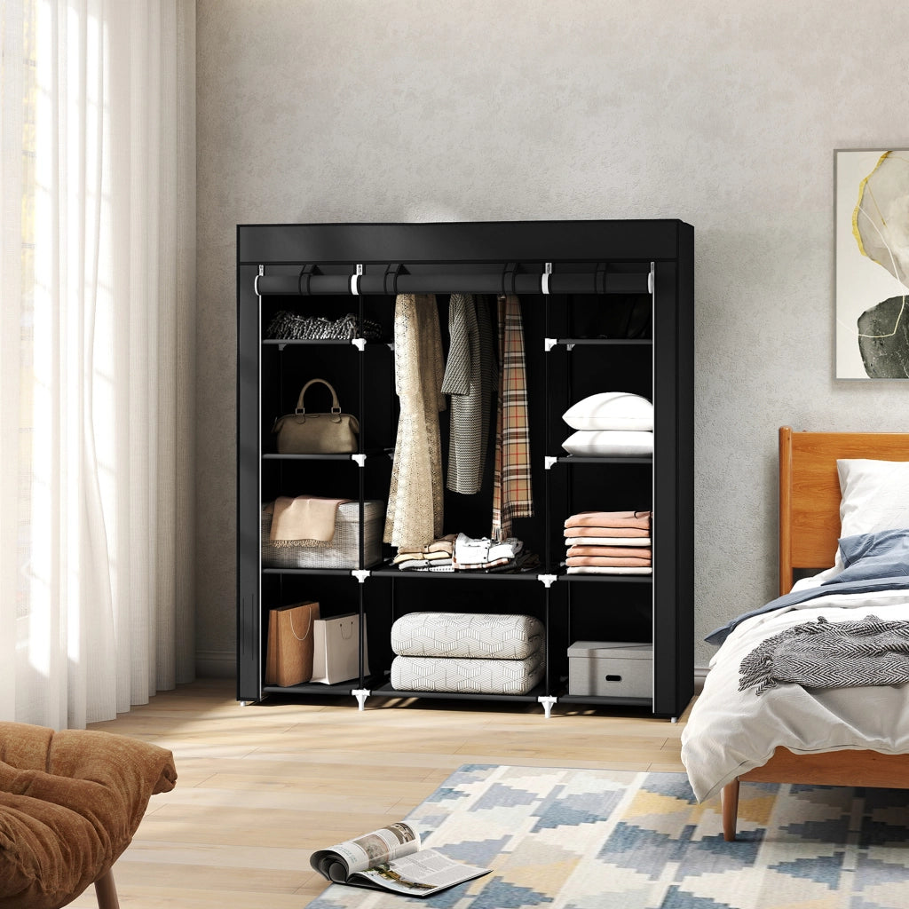 Armadio con Ante ¨C zephmum ¨C Tessuto, Nero, 150x43x162.5 cm