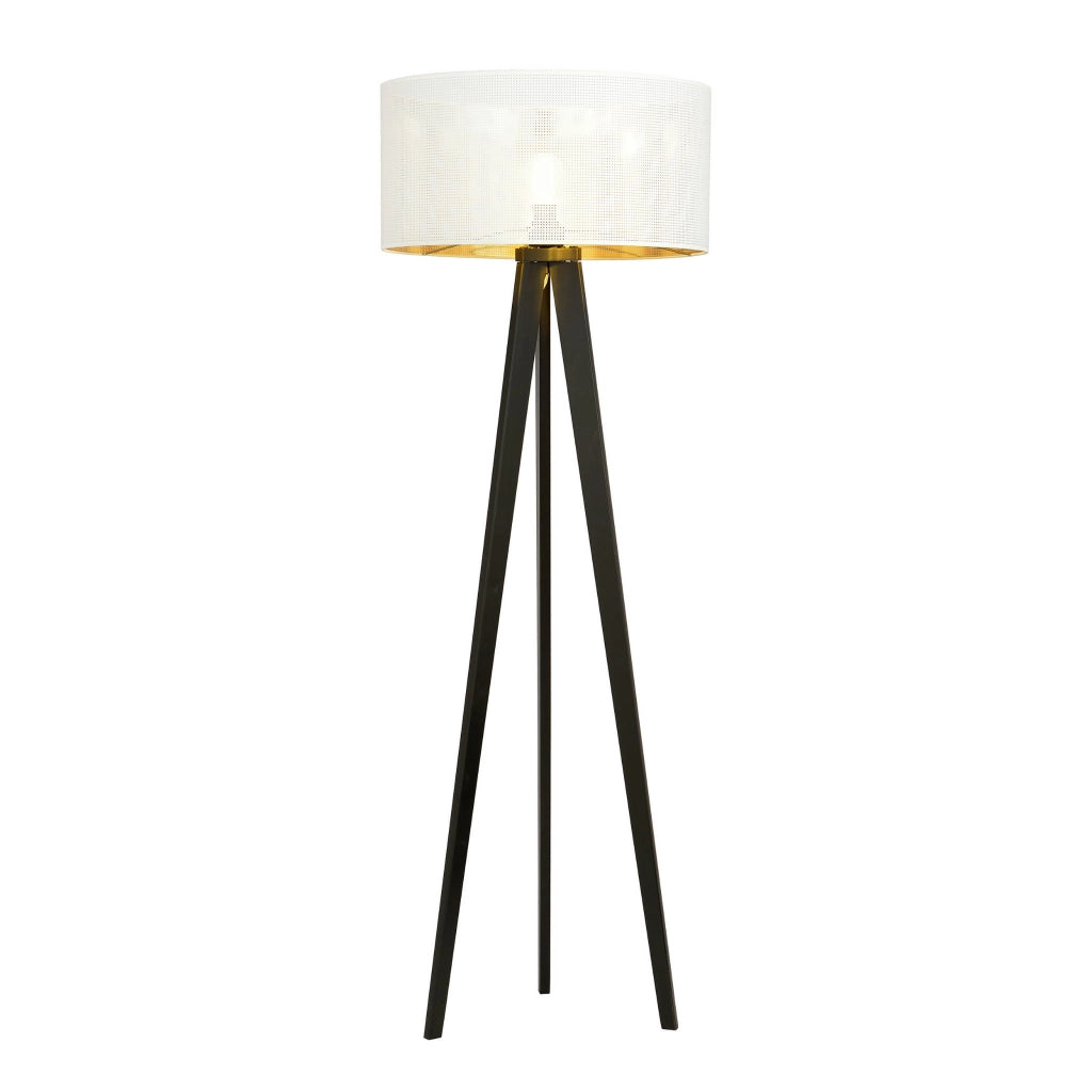 Emibig lampada da terra Aston treppiede bianco oro E27