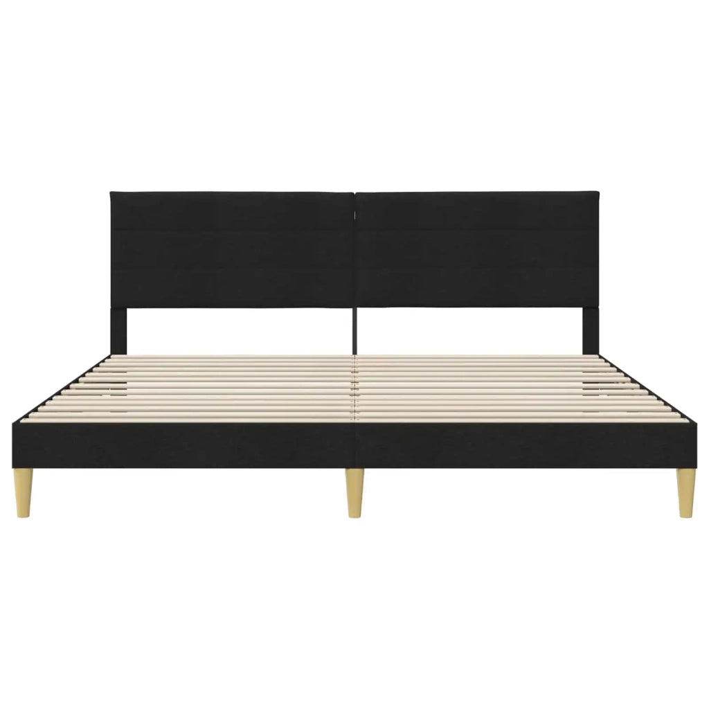 Struttura del letto con testiera-Giroletto Nero 200 x 200 cm Tessuto 535409