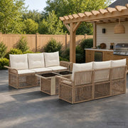 Set Divano da Giardino 7 pz Beige e Bianco Crema polyrattan 3436596