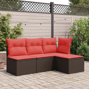 Sgabello da giardino con cuscino marrone 55x55x37 cm in polyrattan 366231
