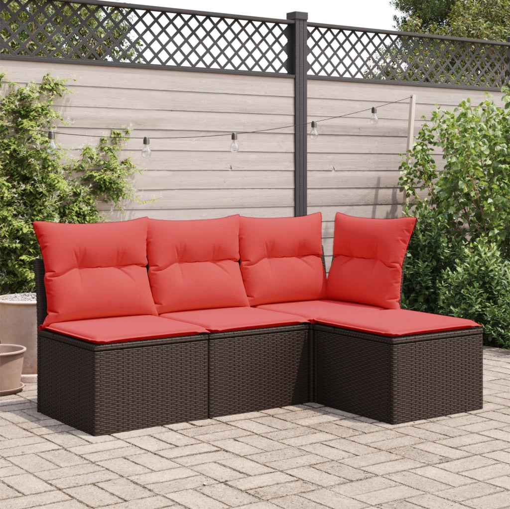 Sgabello da giardino con cuscino marrone 55x55x37 cm in polyrattan 366231