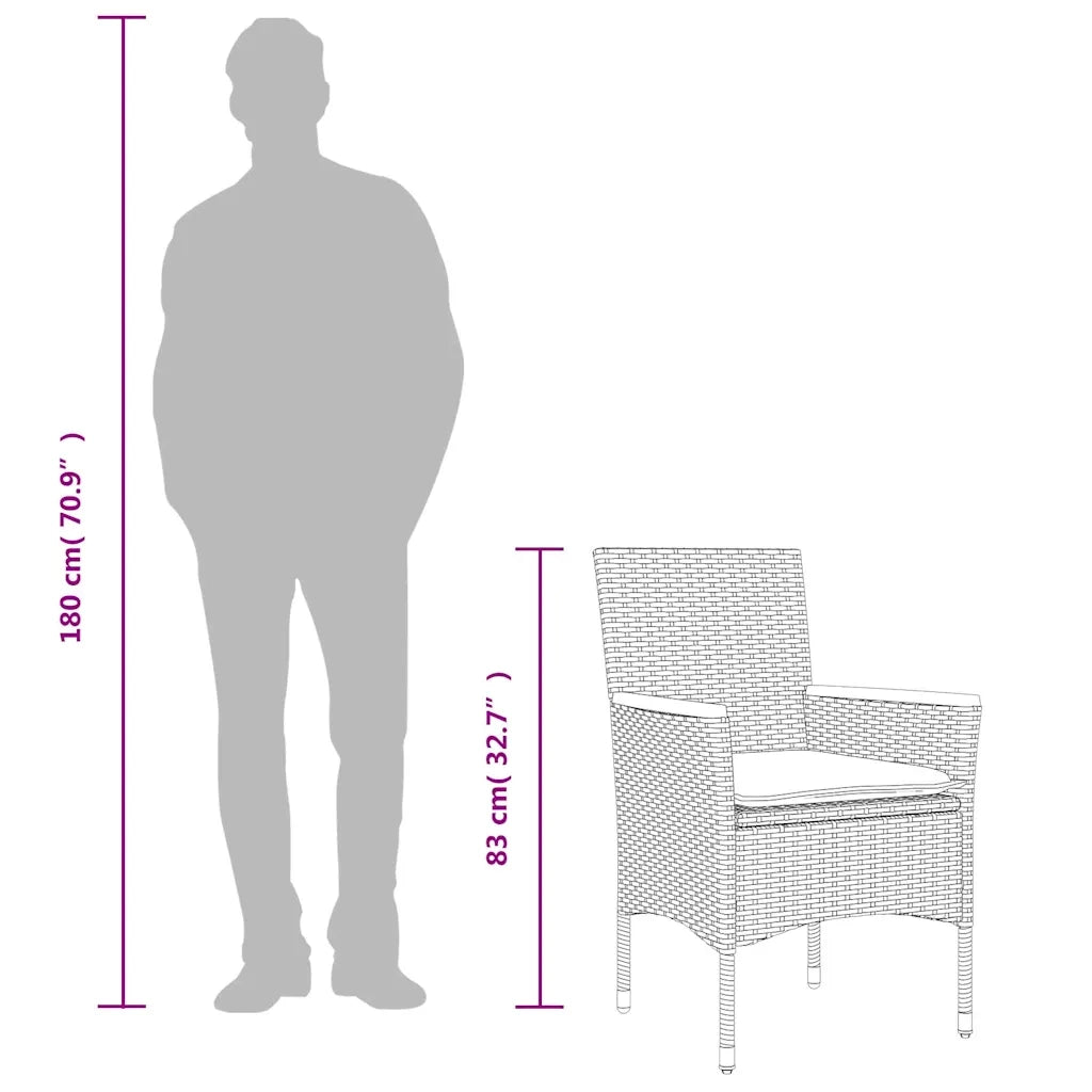 Set da Pranzo da Giardino con Cuscini 5 pz Polyrattan e Vetro 3278722