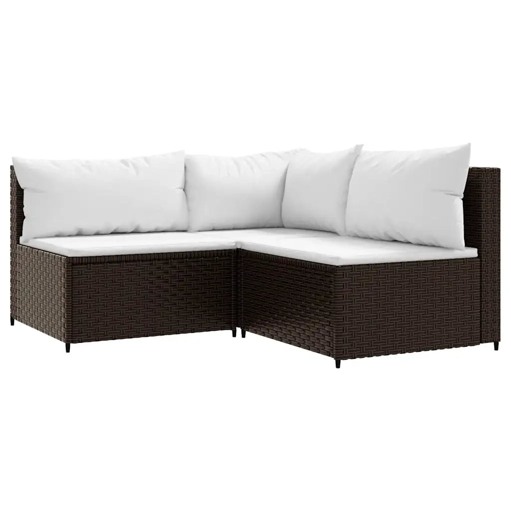 Set Mobili da Giardino 4 pz con Cuscini in Polyrattan Marrone CFW3588352
