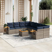 Set Divani da Giardino 9 pz con Cuscini Grigio in Polyrattan 3226670
