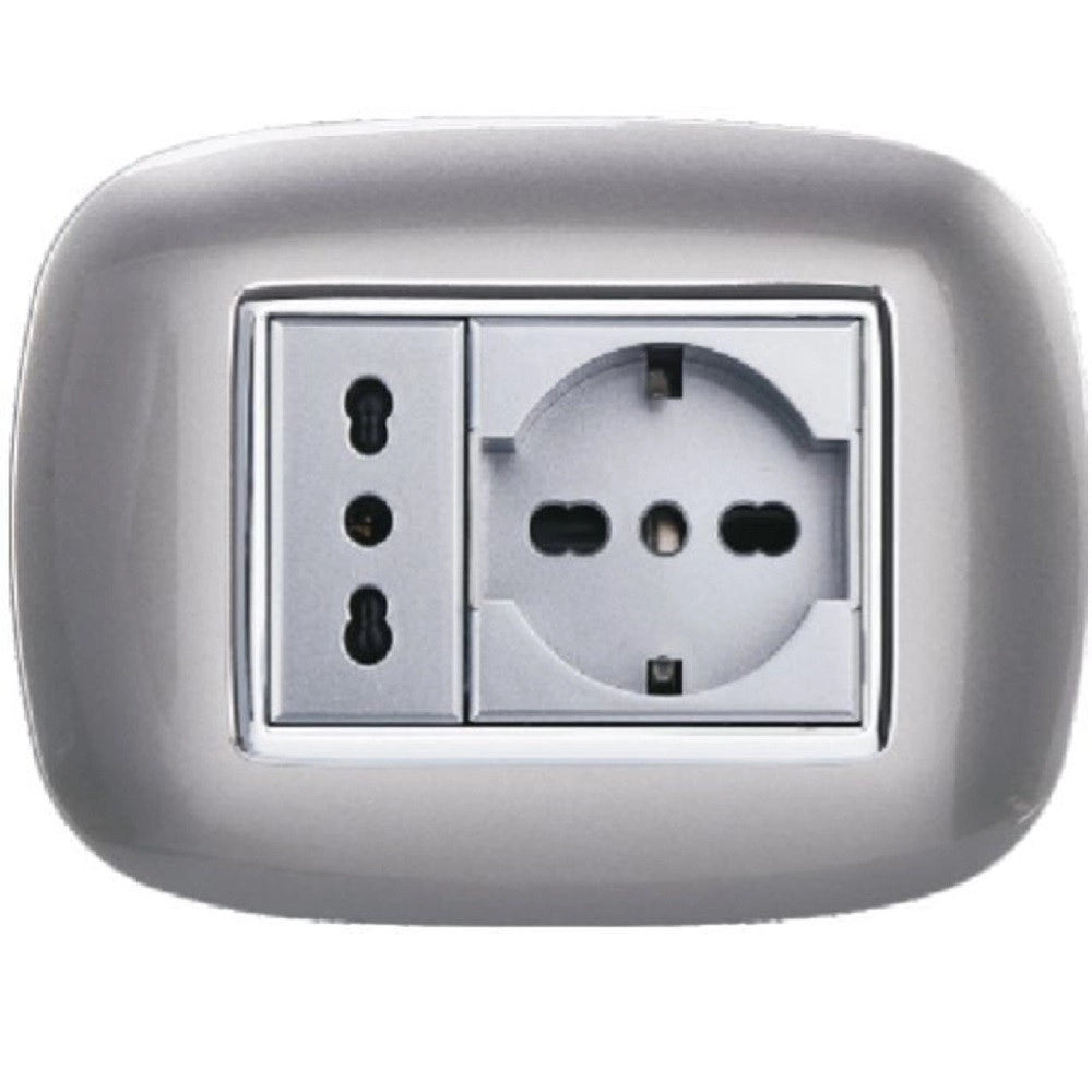 Trade Shop - Placca Oval 3 4 6 Moduli Colore Silver Compatibile Con Bticino Axolute -  -3 Fori     -