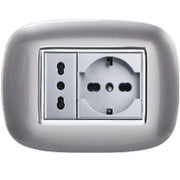 Trade Shop - Placca Oval 3 4 6 Moduli Colore Silver Compatibile Con Bticino Axolute -  -3 Fori     -