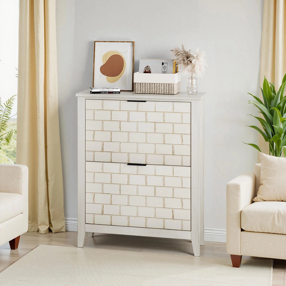 Armadietto scarpe - Xylo - 2 cassetti bianco 80cm per ingresso