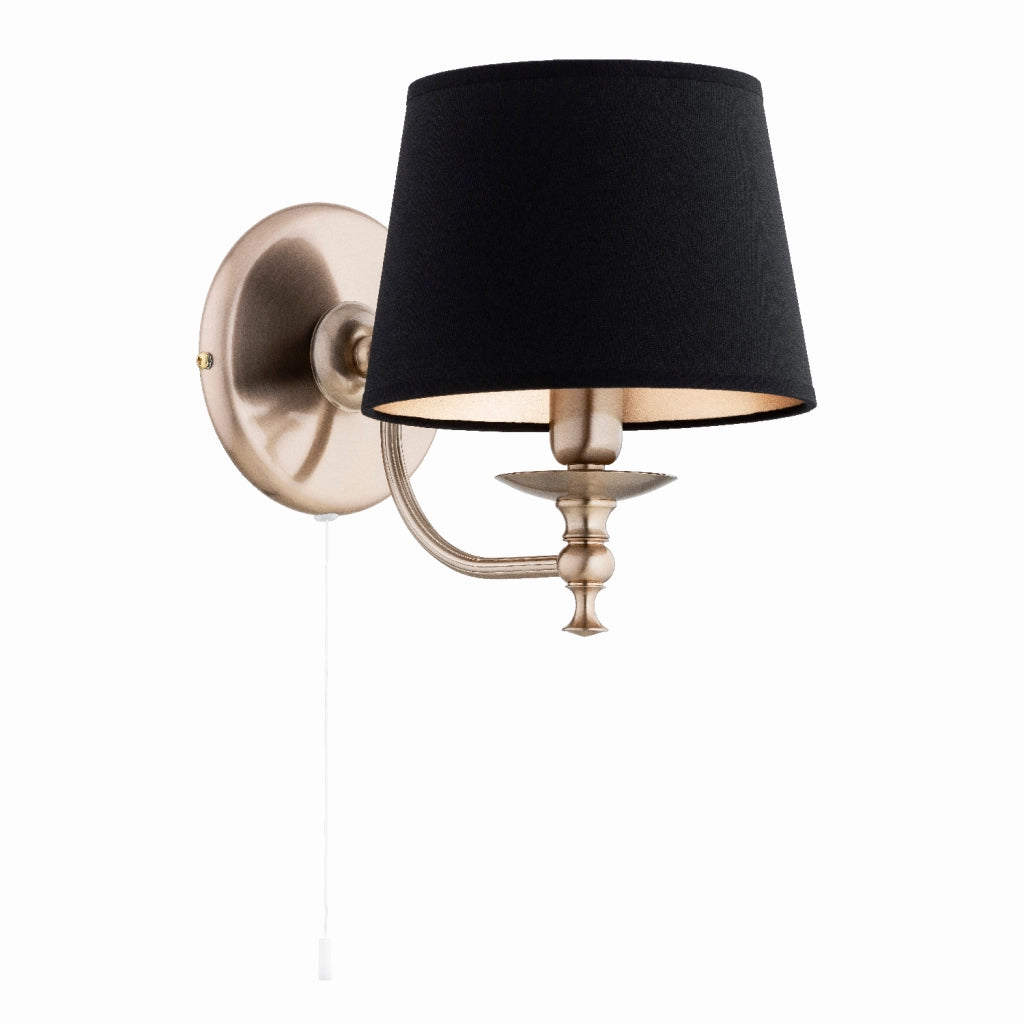 Applique ROSETTA Alfa oro antico paralume nero E14 10W