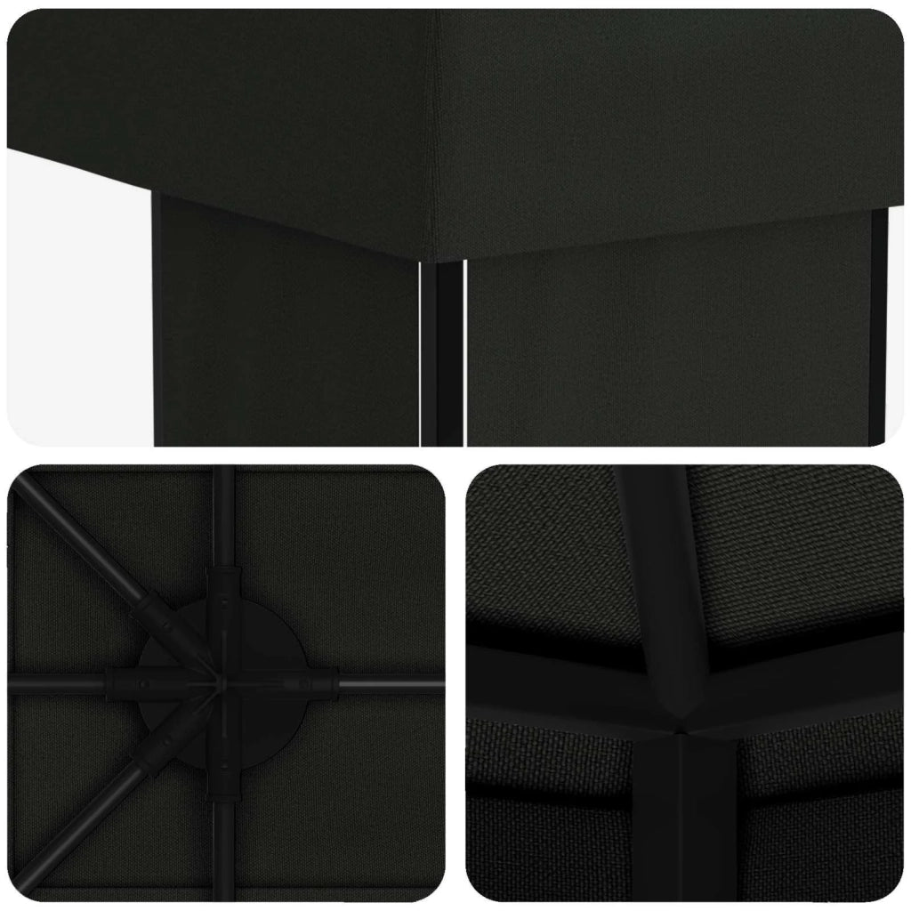 Gazebo da giardino 6 x 3 m Nero Poliestere e Acciaio 190 3376016