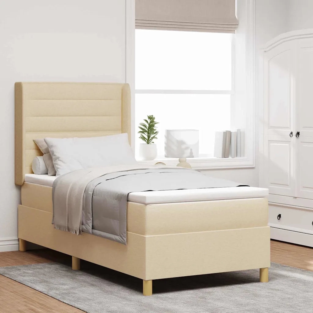 Letto a molle con strisce LED Crema 100 x 200 cm Tessuto 3343621