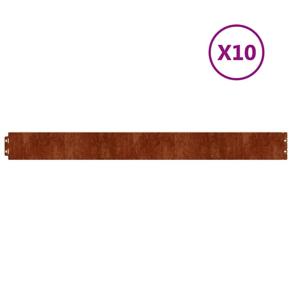 Bordure per Prato 10 pz 10x103 cm Flessibili in Acciaio Corten 821890