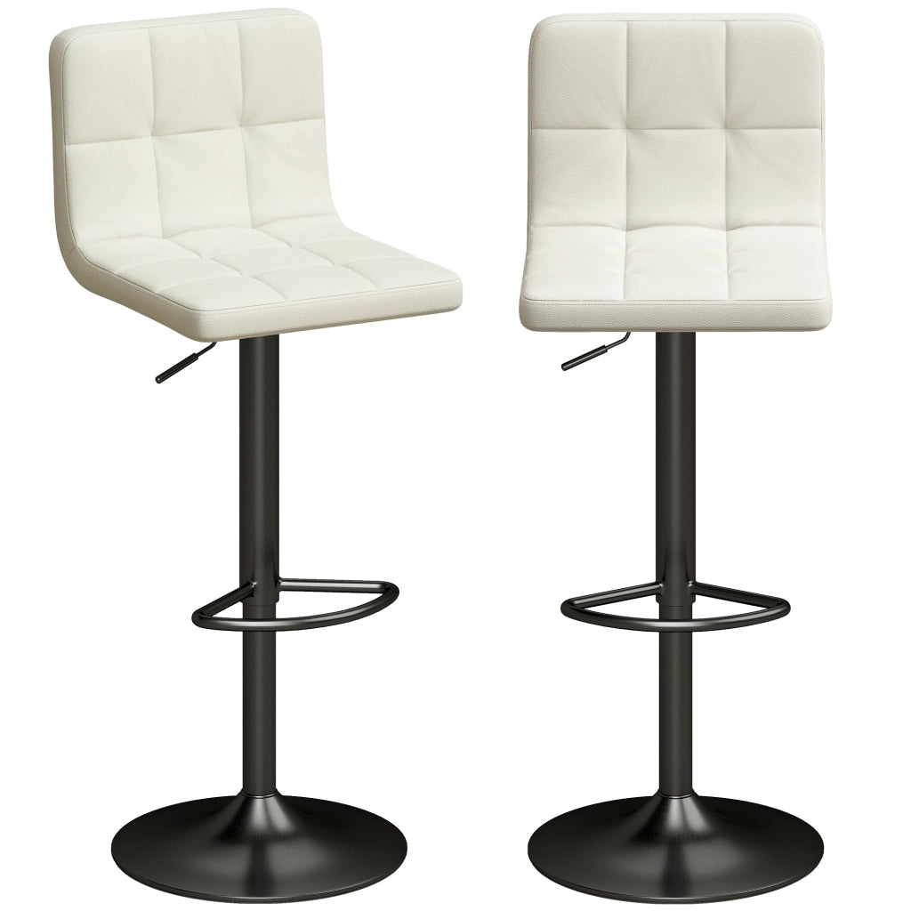 Sgabelli da Bar Regolabili con Poggiapiedi ¨C Minimal ¨C Pelle PU e Acciaio, Crema, 39.5x44x88-110 cm