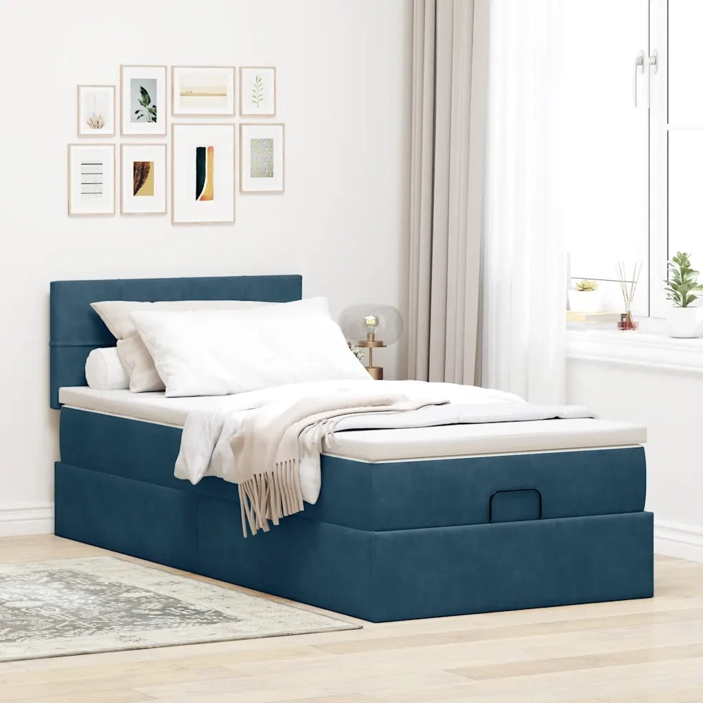 Struttura Letto Pouf con Materasso 90x200 cm in Velluto 3312600