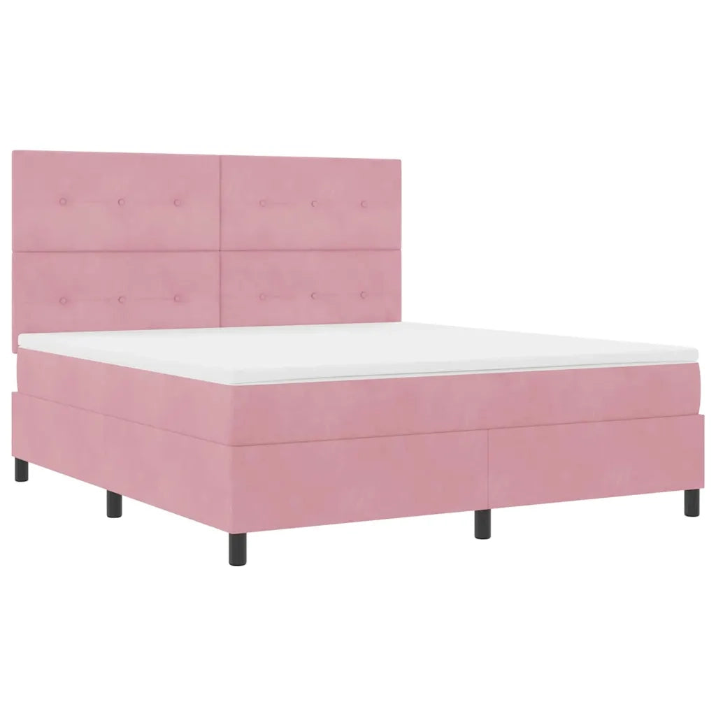 Letto a Sorgente LED con materasso Rosa 180 x 200 cm Velluto 3343333