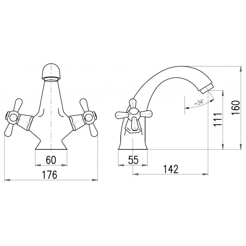 MORAVA miscelatore lavabo cromato bianco senza pop up