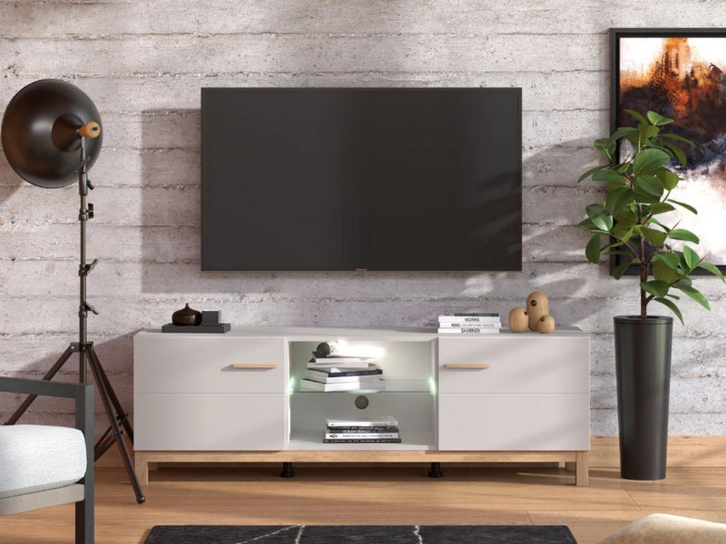 Dosimo, Mobile Porta tv un Ripiano, 154x41.5x50.5h cm Beige