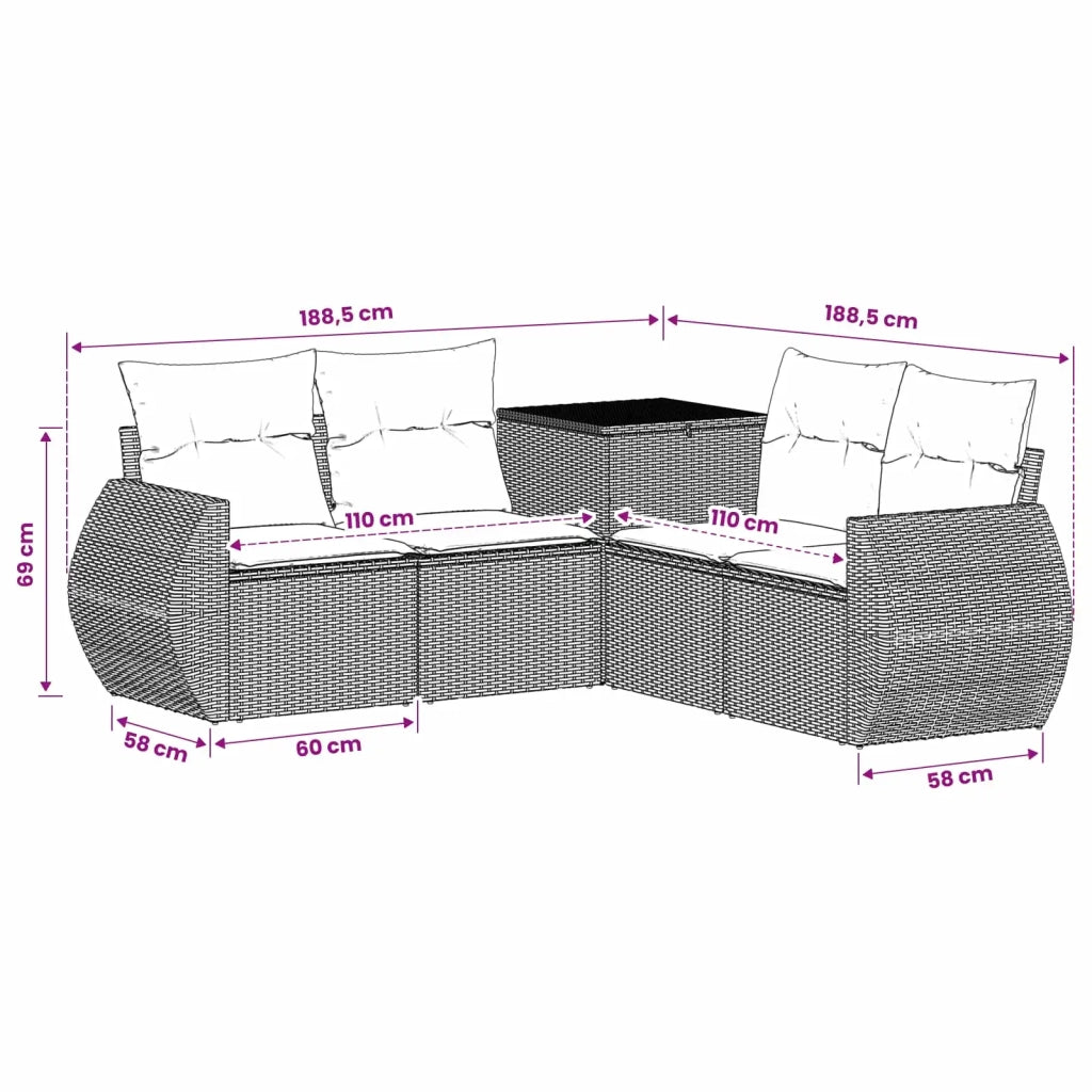 Set di divani 5 pz Nero e Bianco Crema 3447889