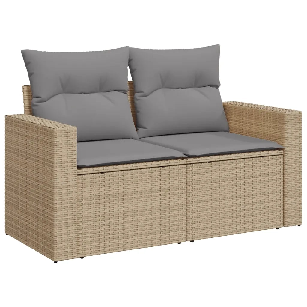 Set Divano da Giardino 9 pz con Cuscini Beige Misto Polyrattan 3256374