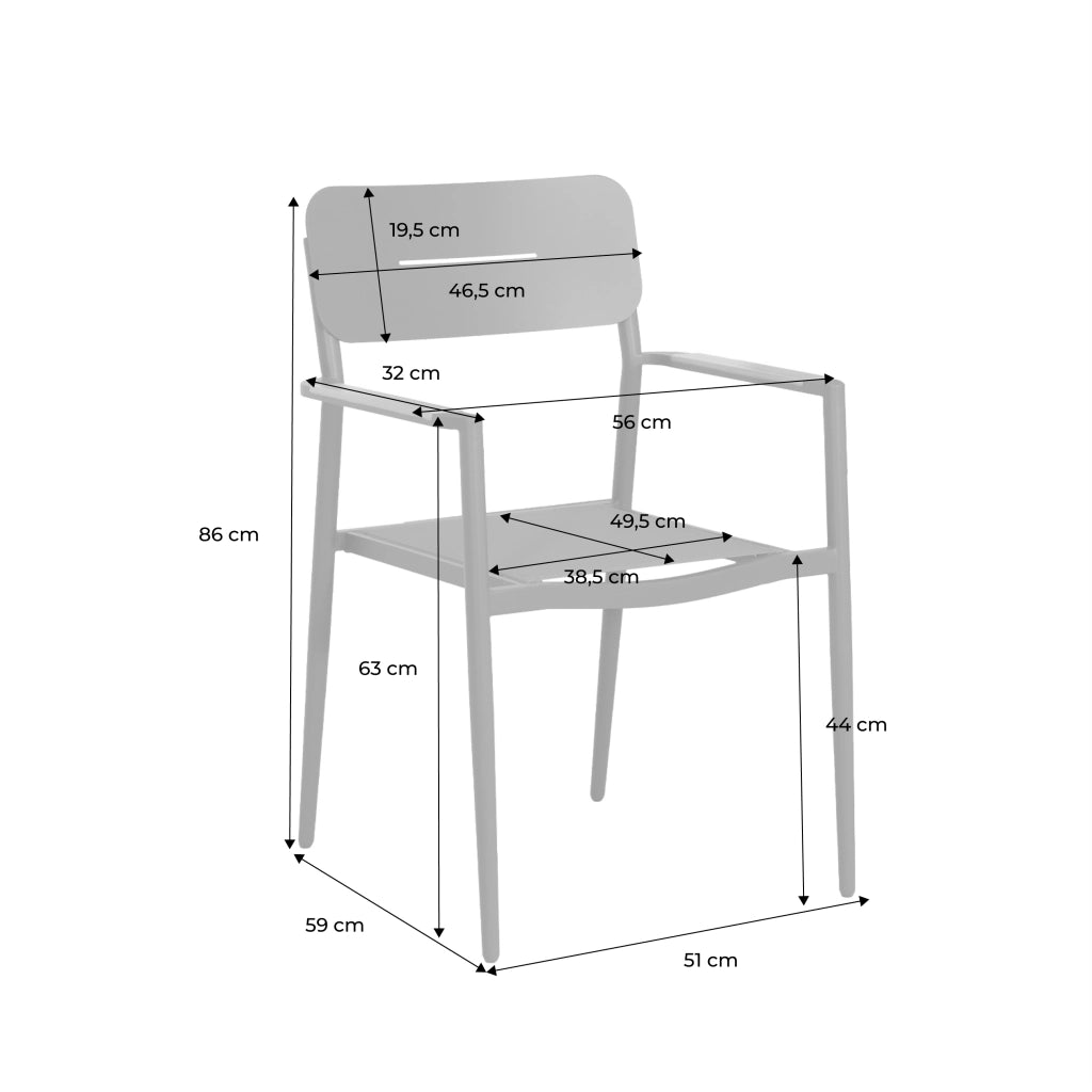 Set 2 sedie da giardino in alluminio e textilene, beige