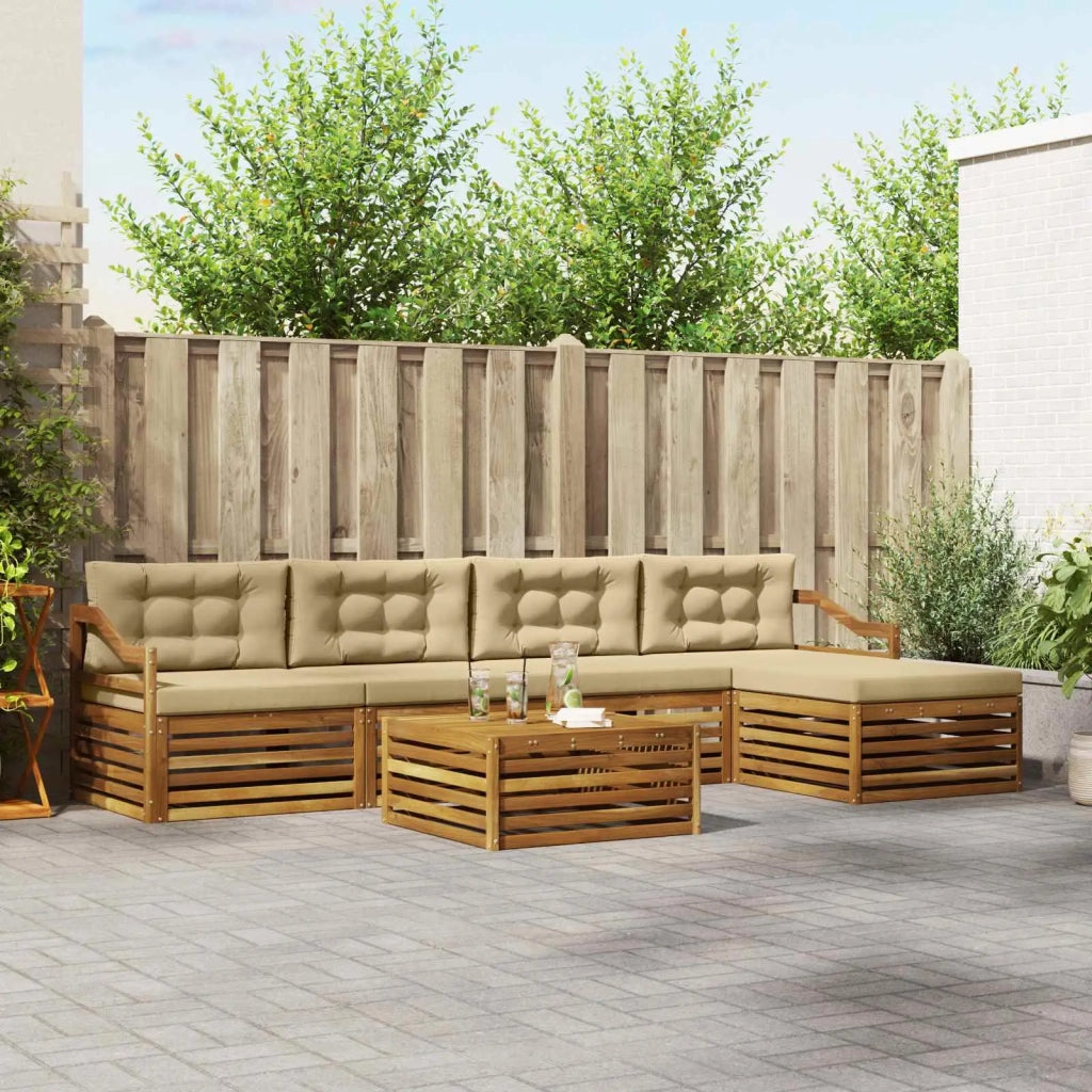 Set di divani da esterno con cuscino 6 pcs Naturale e Beige 3373358