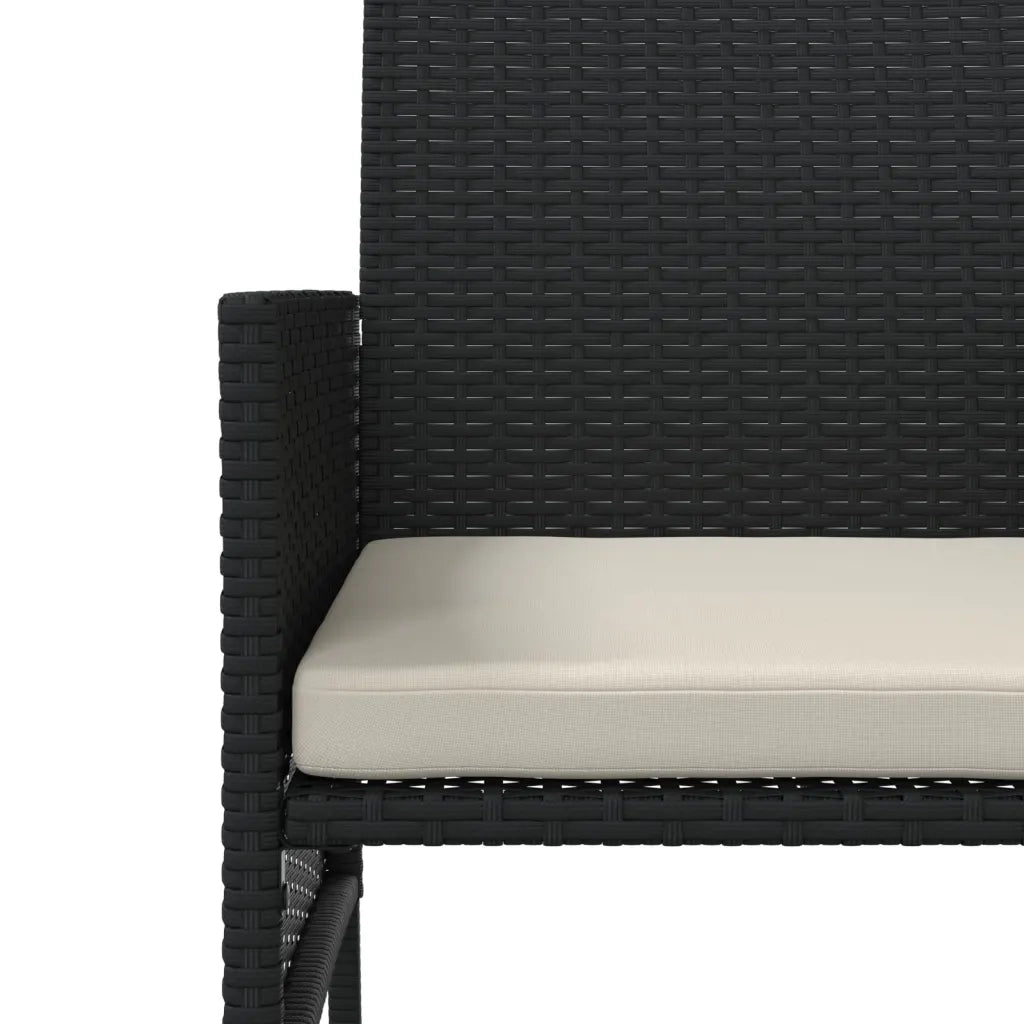 Divano Giardino 2 Posti con Tavolo e Sgabelli Nero Polyrattan 317626