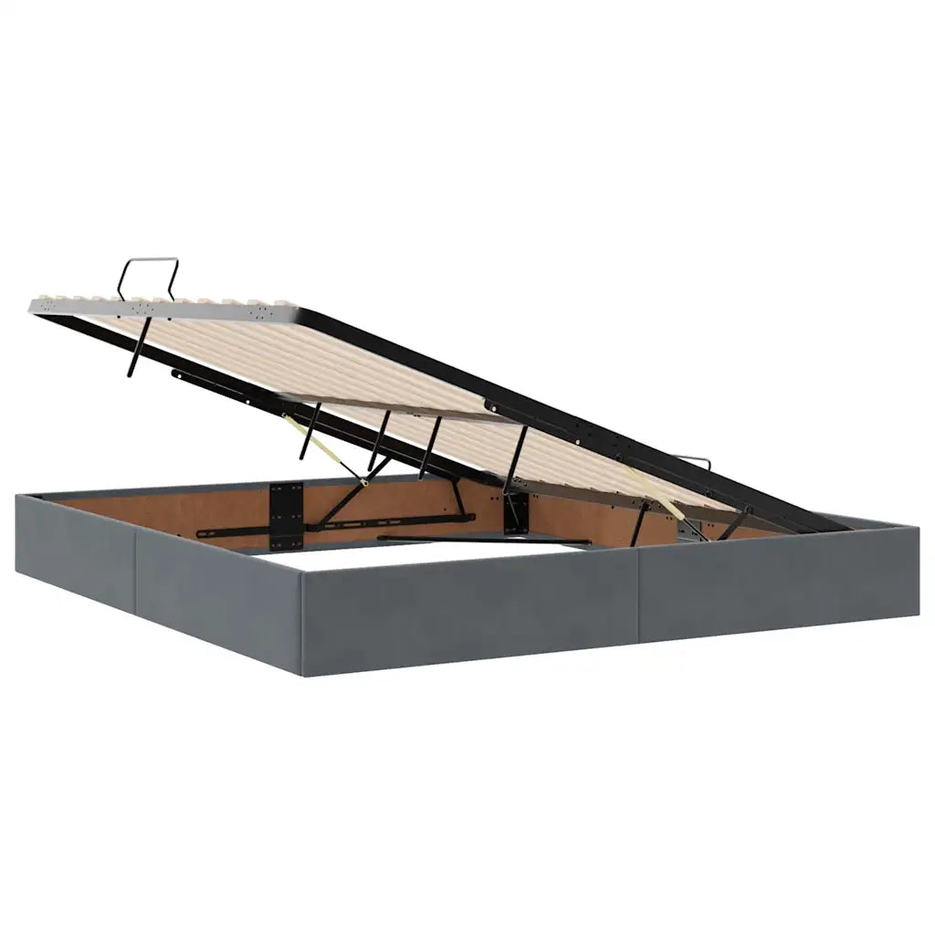 Letto con contenitore e LED Grigio scuro 160 x 200 cm Velluto