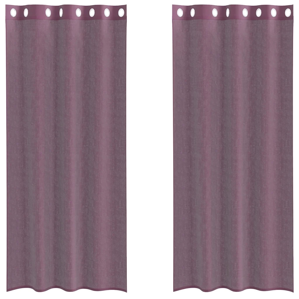 Tende in Voile con Occhielli 2 pz Viola 140x245 cm 4102104