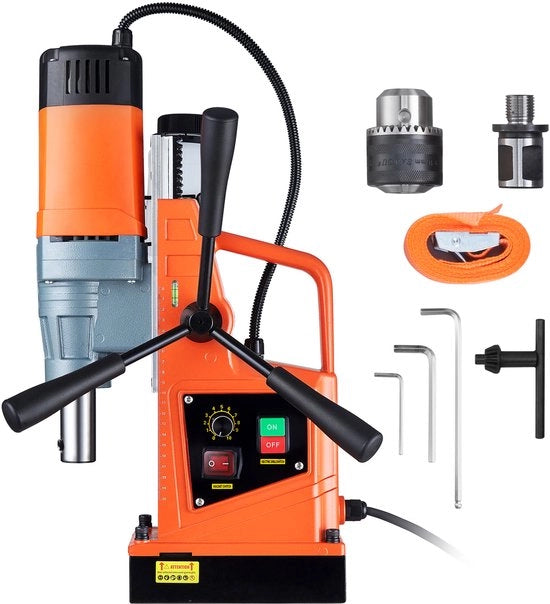 Drill magnetico portatile, 1550 W, diametro di lavorazione 1,57 pollici, 2922 lbf/13000 N, maglio elettrico portatile con velocità variabile, 500 giri/min per DIY