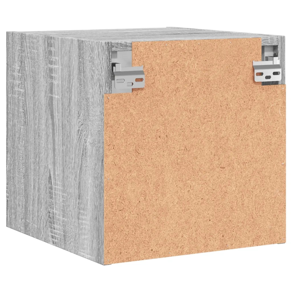 Comodino | Armadio da Notte | Mobiletto da notte con Anta in Vetro Grigio Sonoma 35x37x35 cm