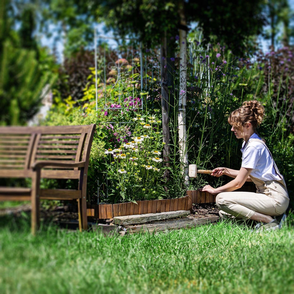 Recinzione da giardino in legno KADAX Palisade, finitura marrone martellata, 10x114 cm