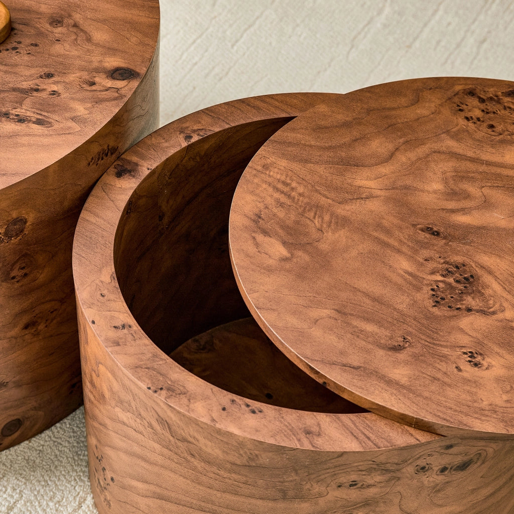 TAVOLI da caffè nesting Set da 2 pezzi MDF marrone con contenitore