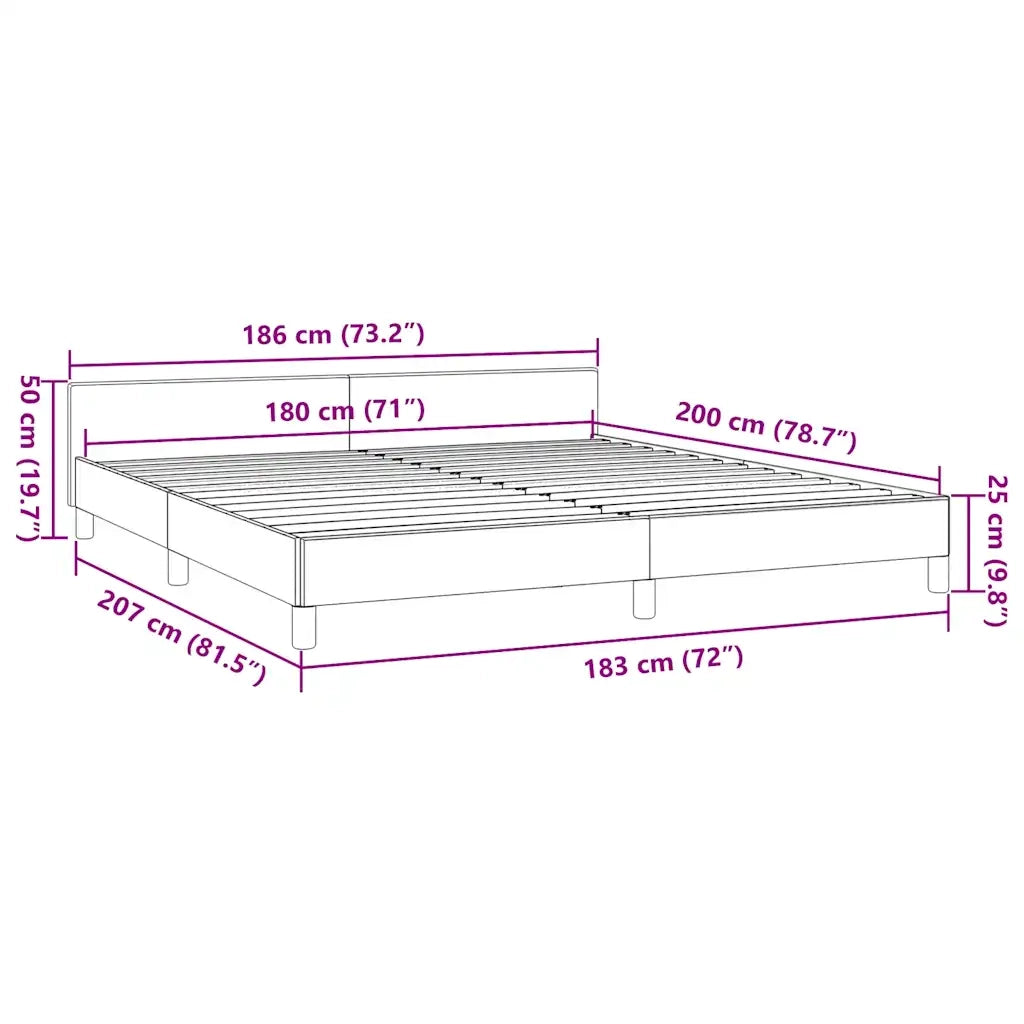 Letto matrimoniale | Letto per adulti | Giroletto senza Materasso Grigio Scuro 180x200 cm Tessuto